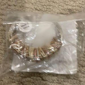 New Anthropologie Deepa Gurnani Bracelet Cuff Fringe Pinks Silver